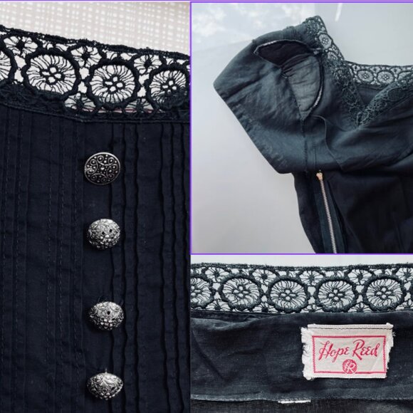 Rare! VINTAGE Crochet Dress Tiered Skirt Whimsigoth Fairy Grunge Sheer Size 6 - Picture 12 of 15